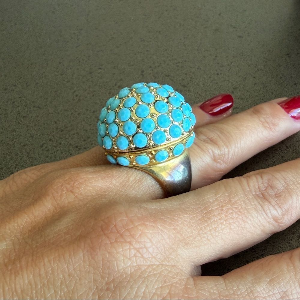 Bold Chunky Turquoise Cabochon Statement Rings - Picture 9 of 9